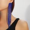 Aretes europeos y americanos exagerados de borla larga con diamantes, cadena de garra de diamantes completa, moda retro de alto sentido, aretes de otoño e invierno al por mayor