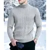 2026 Comercio Exterior Transfronterizo Otoño e Invierno Suéter Cálido de Punto para Hombre Cuello Alto Tejido de Trenza Talla Grande Suéter Base Pullover