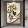 Pinturas decorativas modernas minimalistas com tema de borboleta para salas de estar, arte de parede para fundo de sofá e tapeçarias de parede luxuosas e de alta qualidade para entradas e corredores