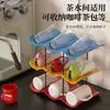 Estante de Almacenamiento para Tazas Soporte de Escritorio para Tazas de Agua Barra de Cocina Mostrador Taza de Café Té Bloque de Color Patrón de Olas Organizador Multicapa