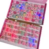 Anillo luminoso para niños japoneses y coreanos con dibujos de frutas, melocotón, corazón roto, diamante rojo y azul, anillo de destello, juguete, caja de regalo navideña