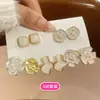 Conjunto de Brincos de Pérola com Gota de Óleo Flor de Agulha de Prata, Brincos Versáteis Elegantes Vintage para o Dia a Dia, Brincos de Luxo Leve de Alta Qualidade para Mulheres