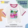 Camiseta Infantil de Algodão Minecraft Color Block 2026 Novo Estilo Raglan Manga Curta Roupa de Verão Unissex Top Versátil