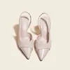 Zapatos de Tacón Alto con Punta Cruzada de Comercio Exterior Europeo y Americano, Tacón de Aguja Hueco, Sandalias de Punta Cerrada para Mujer, Zapatos Mary Jane sin Espalda de 7 cm