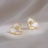 Design retro de amor único clipe de orelha esmalte de alta qualidade coração de pêssego branco brincos sem furo de nicho francês