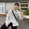 Camisa de Manga Larga Blanca a Cuadros para Hombre, Primavera y Otoño, Camisa a Cuadros Suelta Casual Retro Japonesa de Alta Gama, Moda Masculina de Tendencia