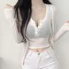 Dongdaemun Coreano~Camisole Feminina e Levemente Reveladora que Marca a Cintura, Estilo Curto, Pode Ser Usada por Fora, Sexy e Emagrecimento, Sem Mangas