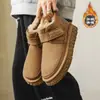 Botas de Neve Masculinas para Inverno, Resistentes ao Frio, Forradas com Lã, Botas de Algodão de Cano Médio Quentes, Couro e Pele Integrados, Tamanho Grande, Mocassins Quentes