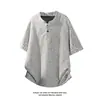 Camisa Polo de Sarja Estilo Americano, Nueva Marca de Verano de Moda para Hombres, Elegante y Versátil, Camiseta de Manga Corta con Cuello Henley