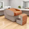 Cama de champú para peluquería, lavabo de cerámica, simple, semi-reclinable, para peluquería, con cama de enjuague ligero