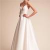 Comercio Exterior Vestido de Novia de Satén con Tirantes en V Europeos y Americanos Sencillo con Cola Vestido de Brindis para la Novia Foto Artística Viaje Ligero Vestido de Novia