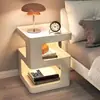 Mesita de noche creativa, mesa de centro de arte en hierro, mesita de noche de almacenamiento minimalista italiano, mesita de noche de dormitorio, estilo wabi-sabi para el hogar y el hotel