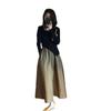 Pequeno doce fresco saia de duas peças design Hong Kong estilo retro tricotado top saia set moda casual