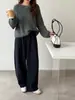 Esconde os quadris e parece emagrecedor~ Calças de lã de perna larga de uso duplo com corte curvo para mulheres, outono e inverno, cintura alta, soltas, casuais, calças tipo balão espessadas
