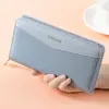 Nova carteira longa feminina, porta-moedas com zíper, couro macio, moderna, adequada para estudantes, porta-moedas, bolsa para celular, bolsa de armazenamento transfronteiriça