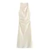 Vestido Midi Feminino para Comércio Exterior Europeu e Americano Aliexpress Mais Vendido de Verão Simples Multicor Textura de Cetim de Seda