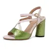 Nuevas sandalias romanas de tacón alto y grueso 2024 con sandalias de pico de pez sandalias huecas para mujer 33-48 zapatos de comercio exterior