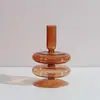 Venta al por mayor, candelabro creativo de vidrio de colores retro, candelabro de lujo para decoración de mesita de noche, vela, accesorios para cenas