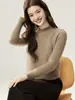 Suéter 100% cachemira pura para mujer, con cuello semi alto, corte holgado y efecto adelgazante, perfecto como capa interior o capa base para otoño e invierno.