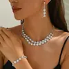 Joyería de Boda Transfronteriza Europea y Americana Más Vendida Set de Decoración de Collar de Novia Cadena de Garras de Moda Joyería Brillante con Diamantes Completos