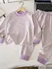 Conjunto de ropa interior térmica antibacterial para niños de otoño e invierno 10A, sin costuras, para niños y niñas, transpirable, absorbente de sudor, a rayas