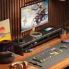 Soporte de altura ajustable para computadora de escritorio workstation para oficina en casa, estante para almacenamiento de teclado, soporte elevador para monitor