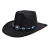 Nuevo Moderno Estilo Occidental Transpirable y No Sofocante Sombrero de Vaquero Estilo Camping al Aire Libre Monta de Caballos Cadena de Joyas Decorada Sombrero Jazz