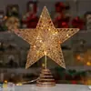 Adorno para la cima del árbol de Navidad 2025 Estrella de Hierro Forjado Estrella Luminosa de Cinco Puntas Luz Adorno para la Cima del Árbol de Navidad con Luces para Regalo
