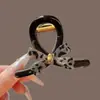 Pinza para el pelo de estrella con garra y estampado de leopardo estilo retro, dulce y fresca, para recogidos, pinza de acetato de gato y tiburón, accesorio de pelo elegante en forma de corazón