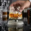 Conjunto de 2 Copos Giratórios Populares Transfronteiriços em Caixa de Presente, Copo Luminoso com Design de Uísque e Licor, Copo de Cristal Mellen