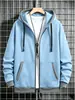 Sudadera con capucha y manga larga para hombre, bordado con logo, de venta caliente transfronteriza, con cordón y cremallera, en colores lisos, adecuada para uso casual y deportivo