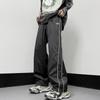 Calça de moletom solta estilo americano retrô que arrasta no chão, casual, para todos os gostos, verão, nova calça drapeada estilo bella com listras laterais