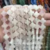 14mm Piedra Natural Cristal Ágata Plano Trébol de Cuatro Hojas Pulsera DIY Collar Accesorios de Joyería Productos Semiacabados Venta al por Mayor
