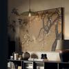 "Flor de Damasco com Dois Faisões" Pintura Decorativa de Parede de Fundo de Sofá de Sala de Estar Vintage em Estilo Francês Peça de Arte Suspensa em Estilo Retrô Chinês