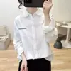 Camisa de Algodão com Manga Longa Simples Artística Nova para Primavera e Outono Casual Versátil Bordada Solta Top Feminino Estilo Étnico