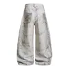 Jeans con Estampado de Remaches Impresos en 3D y Dobladillo Curvo para Hombres y Mujeres, Nuevos Pantalones Casuales de Pierna Ancha Sueltos de Estilo Callejero de Verano para Mujeres