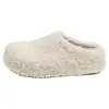 Chinelos Peludos Simples Femininos para Casa e Uso Externo Outono 2026 Novos Chinelos Fechados de Pelúcia Slip-on Chinelos de Algodão com Solado Grosso