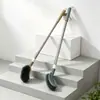 Cepillo para inodoro de mango largo para el hogar con cabeza de cepillo curva para una limpieza profunda de baños e inodoros, con mango de acero inoxidable y una cubierta protectora