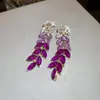 Brincos de Borboleta Rosa Doce com Franjas e Zircônia, Brincos de Luxo Leve e de Alta Qualidade, Brincos de Moda Europeus e Americanos Transfronteiriços para Mulheres Atacado