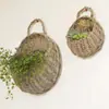 [Procesamiento Personalizado] Cesta de Flores Tejida de Ratán Maceta Colgante Maceta de Pared para Balcón Cesta Tejida de Bambú Cesta Colgante de Pared