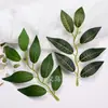 Accesorios de Hojas de Bosque Simuladas, Hojas de Azufaifo, Materiales Hechos a Mano para DIY, Plantas Verdes Artificiales, Hojas de Higuera Bengala, Materiales Decorativos, Plantas Verdes