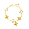 Pulsera de Mariposa con Hielo Triturado y Diamantes Cortados de Oro Brillante 24K del Mismo Estilo de la Tienda de Oro Puzuo Lujo Accesible Elegante de Gama Alta