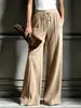 2026 Europeo y Americano transfronterizo otoño e invierno Amazon nuevo de alta gama color liso acanalado casual versátil bolsillo pantalón de pierna ancha