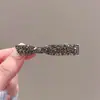 Horquilla lateral con flequillo de diamantes de imitación negros, clip de diamantes de imitación de metal, tocado, horquilla con clip de pico de pato exquisito, lazo, clip lateral