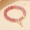 Pulsera Colgante Mariposa Perla con Cuentas de Cristal de Fresa Femenina Influencer de Internet Moda Lujo Ligero Nicho Pulsera de Jade Blanco