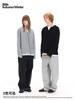 Camiseta de punto waffle de manga larga de color liso, estilo falso de dos piezas, nicho americano, nueva para otoño e invierno, 320g, cuello redondo, para hombre y mujer