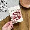 Estilo Coreano Vermelho Doce Xadrez Laço Presilhas de Pressão Infantis BB Clips Meninas Poá Tecido Envolto Lateral Presilhas de Cabelo Acessórios de Cabelo