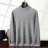 Suéter de Cachemira para Hombre Otoño e Invierno Cuello Medio Alto Manga Larga Jersey Capa Interior Tejido Capa Base Lujo Ligero Casual de Negocios