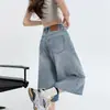 Shorts de mezclilla para mujer, nuevo modelo de verano 2026, color claro, delgados, petite, estilo retro americano, pantalones anchos holgados