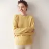 Nuevo Suéter de Punto de Cachemira con Cuello Redondo, Hombros Caídos, Corte Holgado, Engrosado, Cálido, Manga Larga, Color Sólido, para Mujer, Otoño/Invierno 2026
